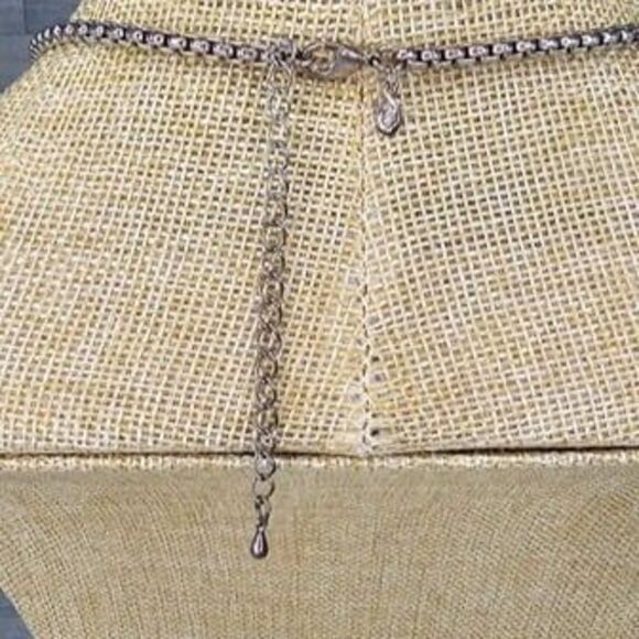 Premier Designs Two Sided Silver Tone and Blue Stone Pendant Oversized Box Chain - Picture 4 of 5